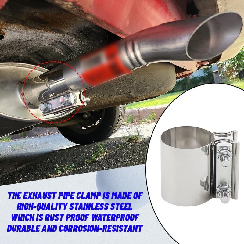 PACLVIO Exhaust Clamp, Exhaust Pipe Clamp, 4.0'' Butt Joint Stainless Steel Clamp Band, Universal Car Accessories Widening Clamp Butt Joint Exhaust Clamp Replacement for Exhaust Pipe (4 Inch) - Image 5